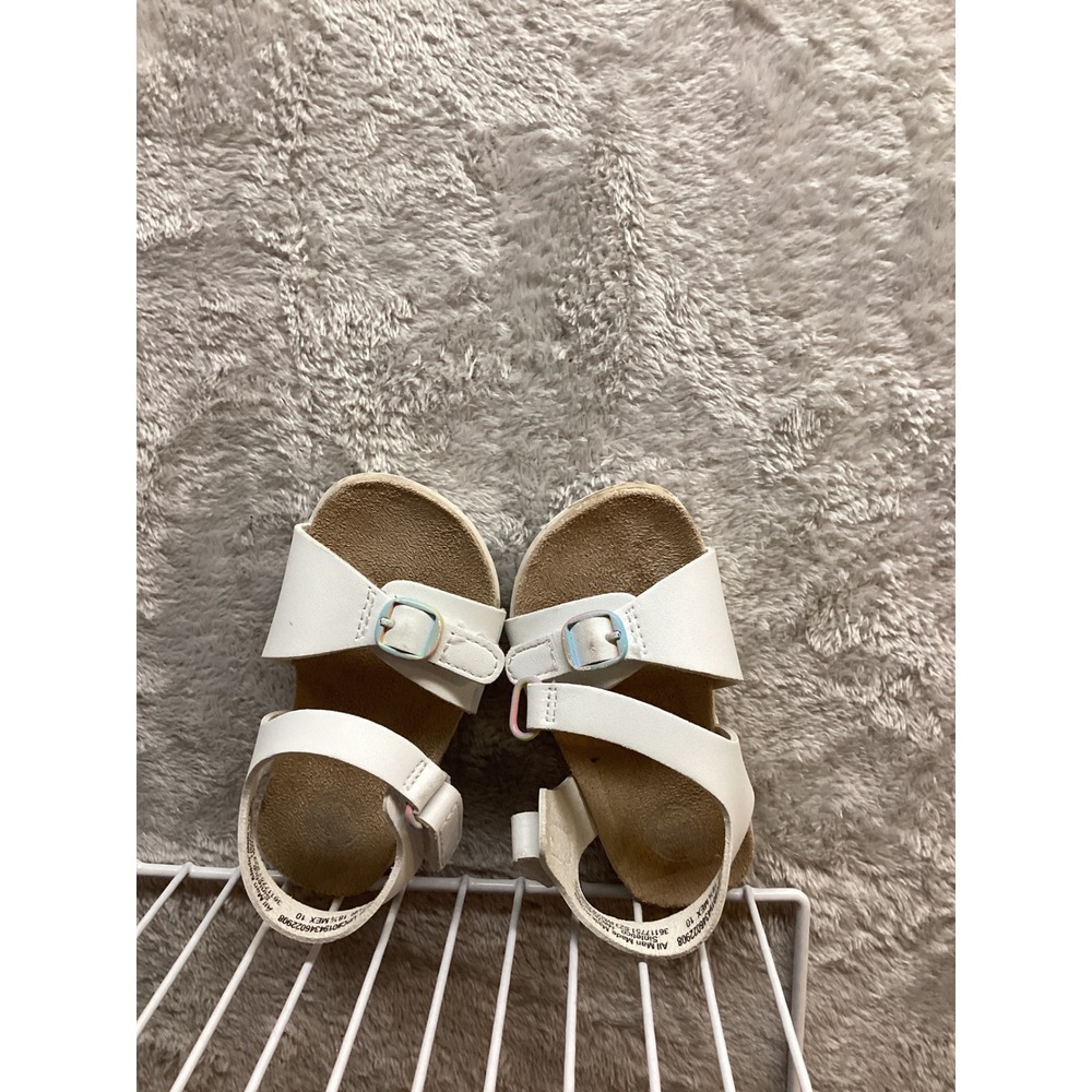 Wonder Nation White Buckle Strap Sandals Kids Size 10 Toddler Summer Shoes - Picture 4 of 6